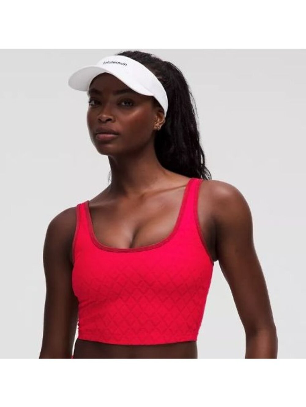 Lululemon Textured Mesh Tennis Tank XL Red Cropped Shelf Bra NWT Athletic Yoga